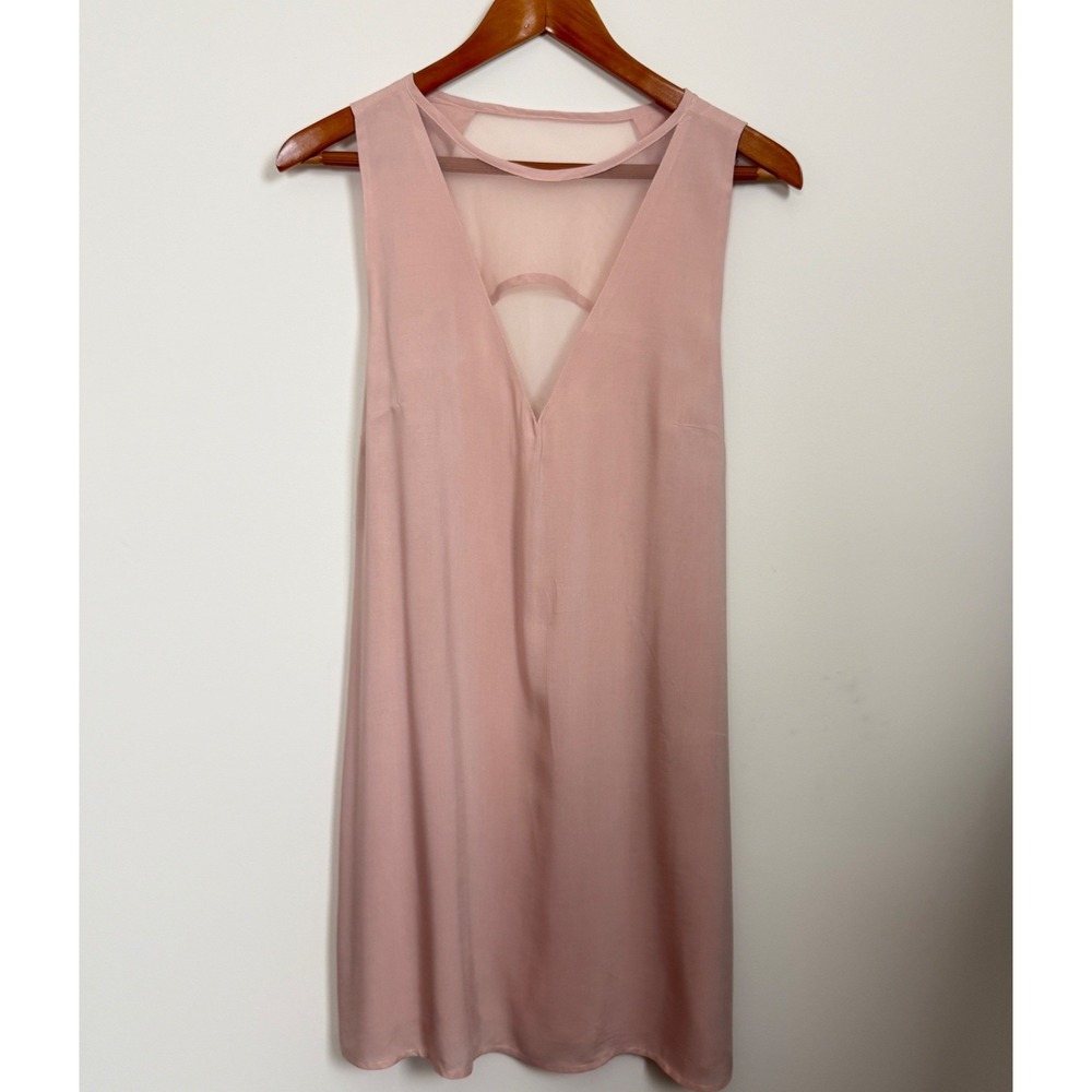 Urban Outfitters Blush Pink Mini Dress M Minimal Mesh Cutout NWT